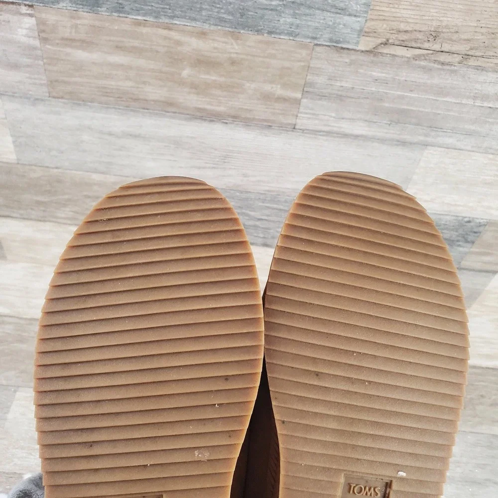 TOMS Jocelyn Womens Espadrille Shoes Sz 8 Brown Suede Platform Slip On‎ Sneakers